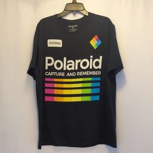 Polaroid Men's Black XL Multi Color Short Sleeve Logo Graphic T-Shirt OneStep